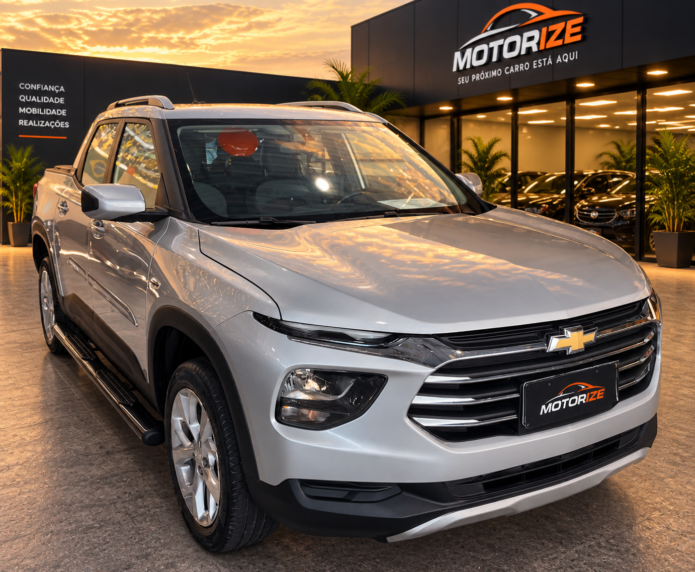 Chevrolet Montana LTZ 1.2 Turbo AT — frente em três quartos oposta