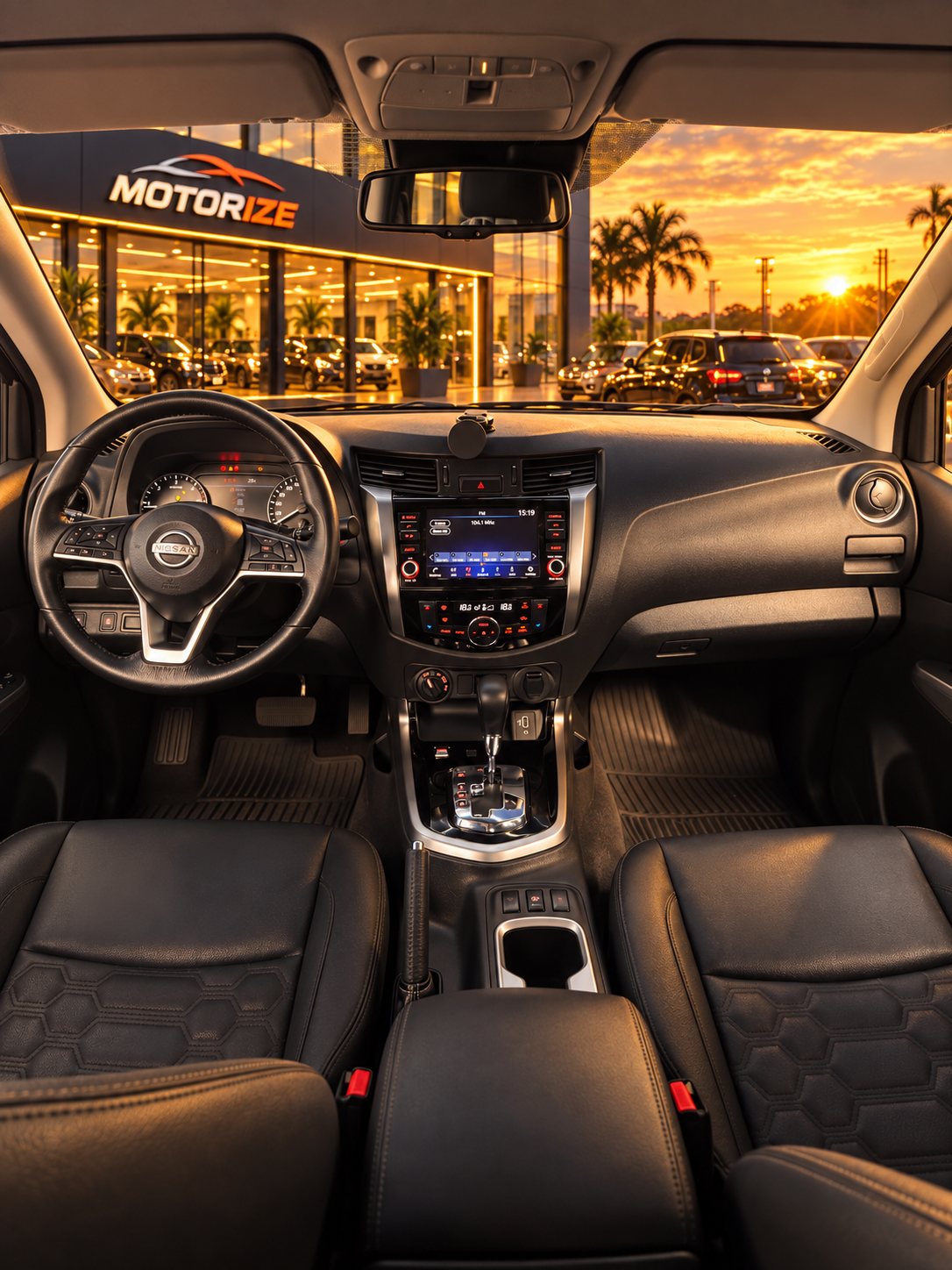 Interior da Nissan Frontier Platinum 2.3 Diesel 4x4 - painel e console