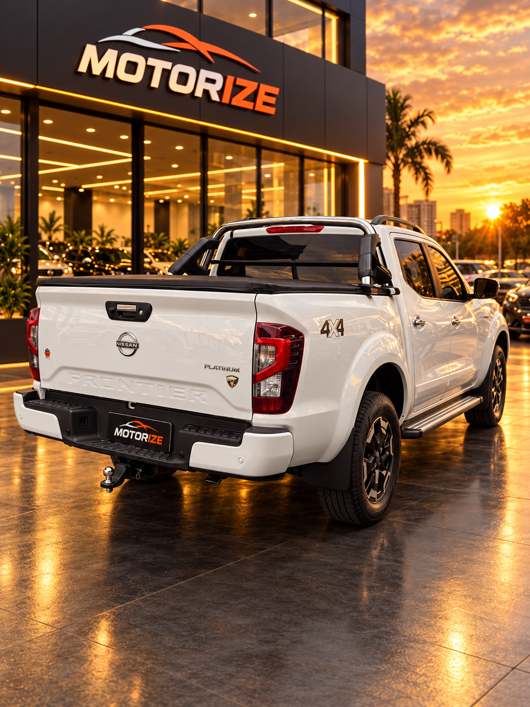 Nissan Frontier Platinum 2.3 Diesel 4x4 branca - traseira em três quartos
